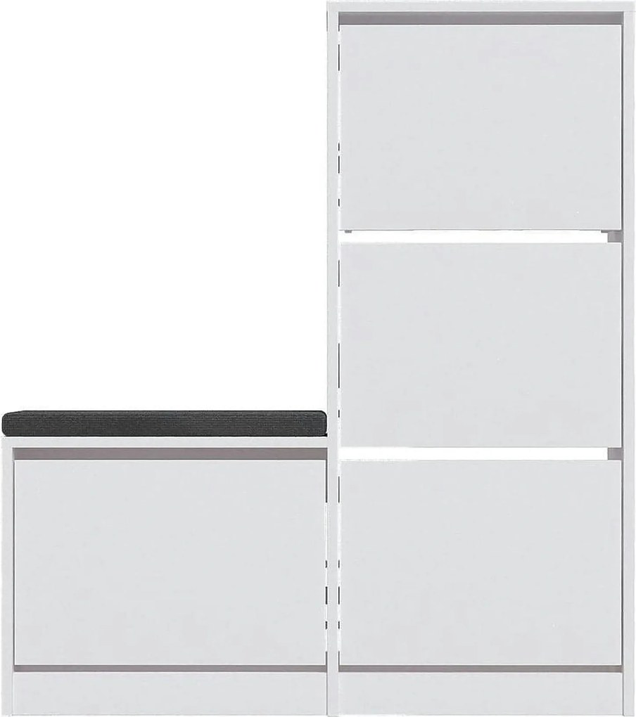 Pantofar DUDE, alb/gri, PAL melaminat/stofa, 105x26x119 cm