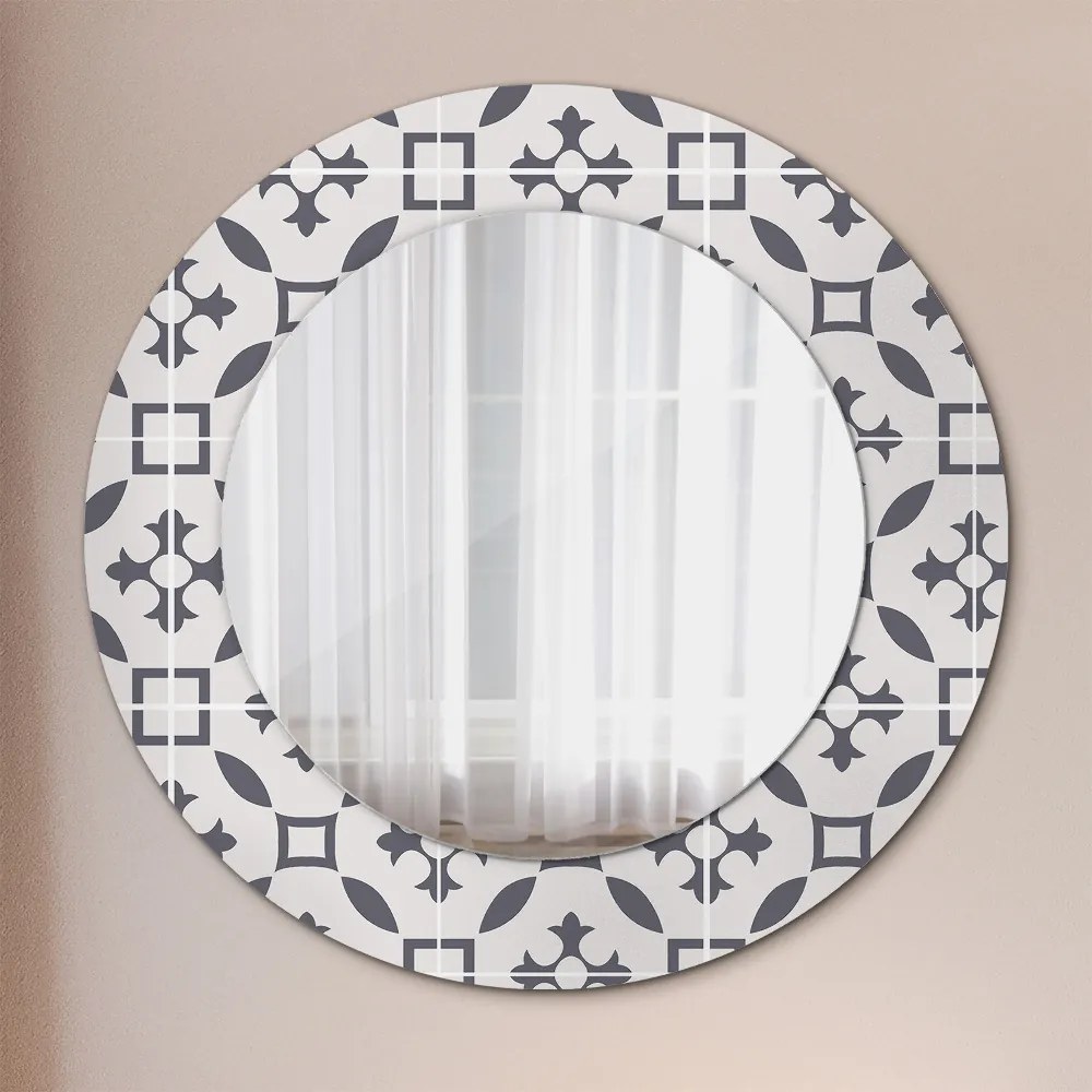 Oglinda rotunda rama cu imprimeu Placi antice