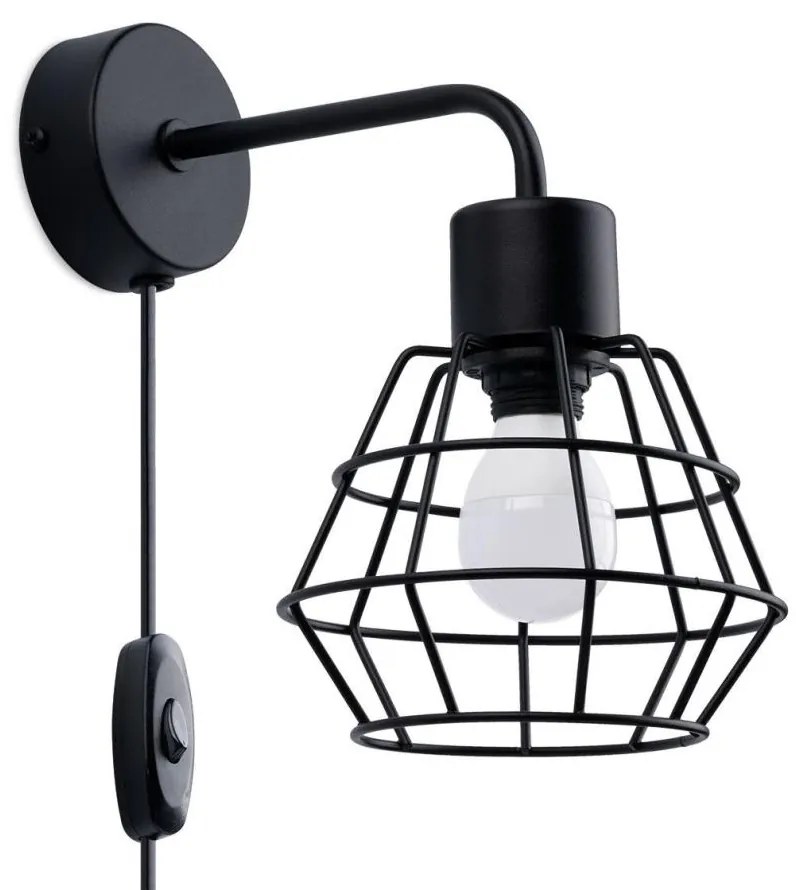 Lampă de perete Sollux SL.1164 SUBA 1xE27/15W/230V negru