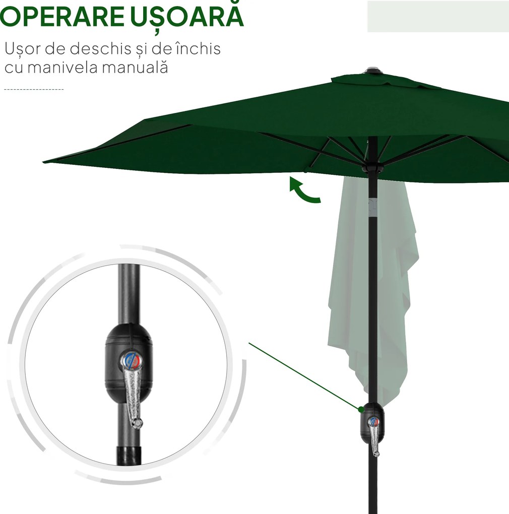 Outsunny Ombrellone da Giardino 2x3m Inclinabile e Apertura a Manovella Grigio | Aosom Romania