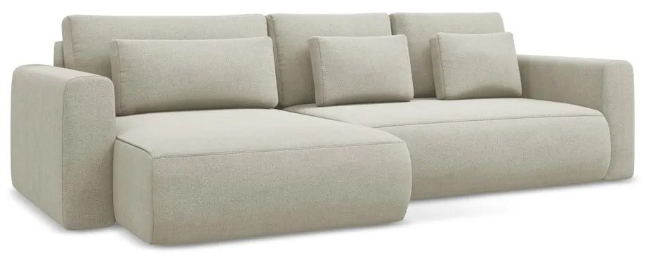 Colțar bej extensibil/cu spațiu de depozitare (cu colț pe partea stângă/cu șezlong) Kapua – Makamii