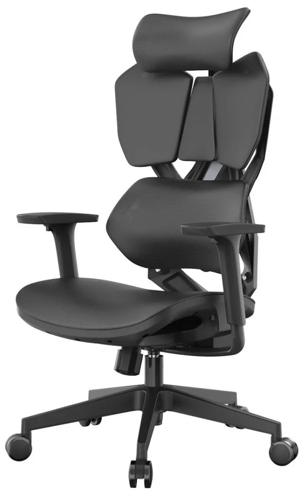 Scaun ergonomic SIHOO X5C-202, cotiere 3D, suport lombar reglabil, tetiera 3D, mecanism multifunctional inclinare/blocare, pivotant, Mesh, Negru