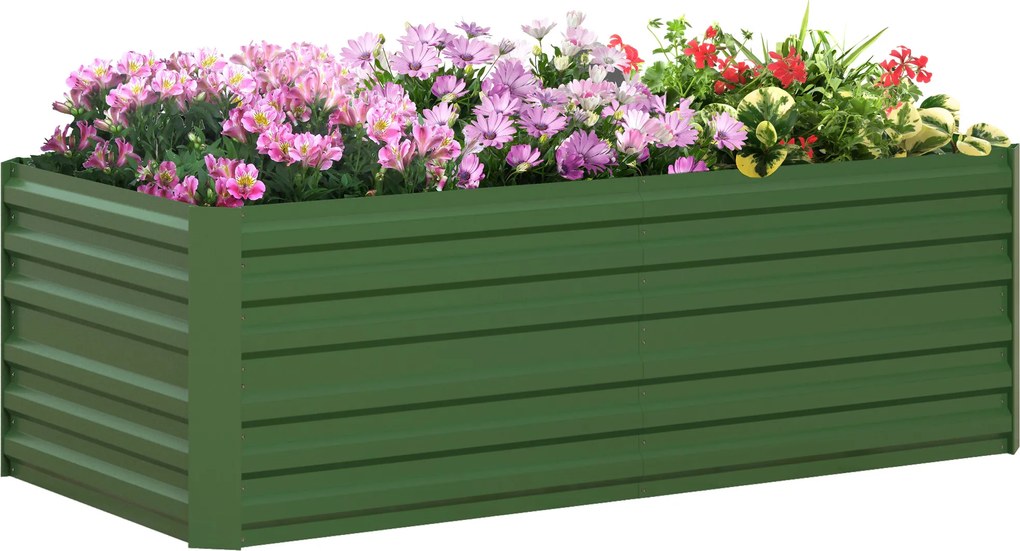 Outsunny Grădină elevate patrulater legume pat jardiniere cu tuburi de armare din oțel galvanizat 180 x 90 x 59 cm | Aosom Romania