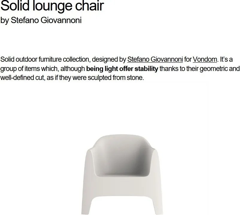 Set de 4 Scaune moderne de exterior / interior design premium SOLID LOUNGE CHAIR 55023 Vondom