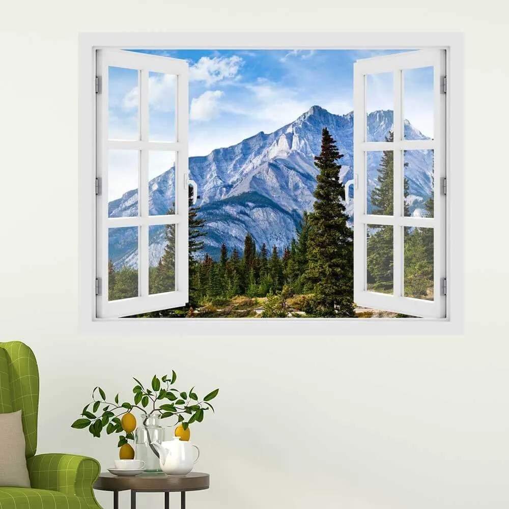Fereastra cu efect 3D - Munti in Alberta, Canada - 119x93 cm