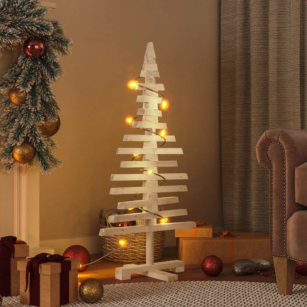 Brad de Craciun din lemn decorativ, 90 cm, lemn de pin masiv