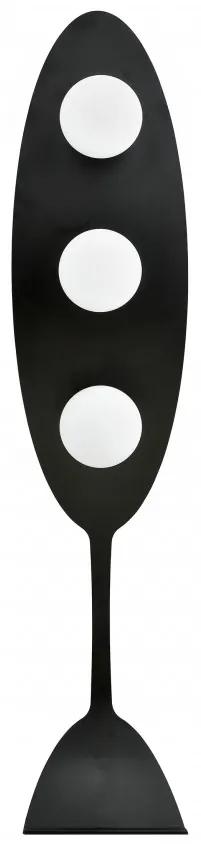 Lampadar modern negru cu 3 globuri de sticla albe Aura