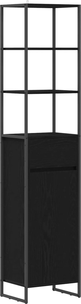 vidaXL Dulap de Baie Stejar Negru 40 x 30 x 180 cm Lemn compozit