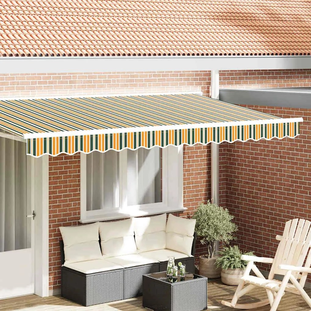 vidaXL Marchiza de 4m, verde și galben, 3.8x0.2m