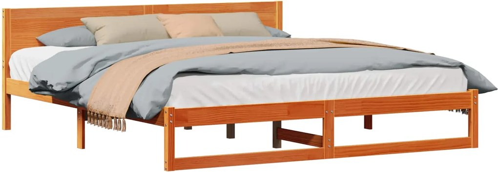 vidaXL Cadru de pat Maroniu cerat 200 x 200 cm Lemn de pin masiv