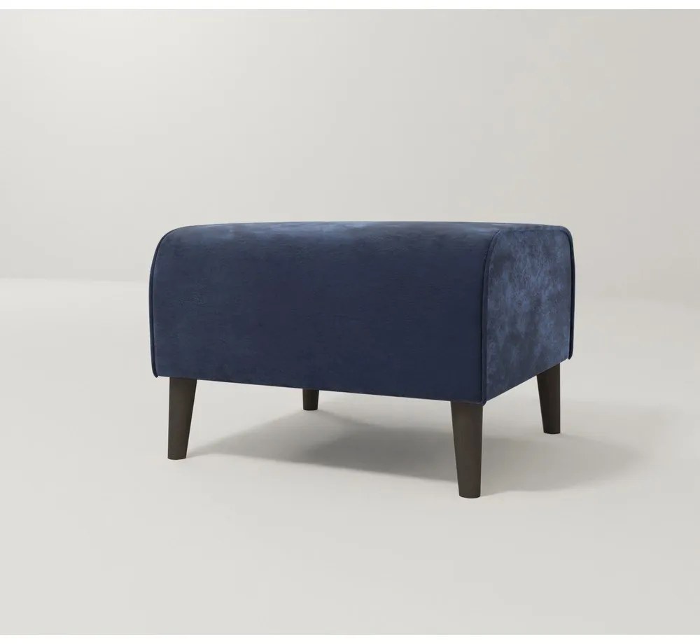 Taburet albastru închis cu tapițerie din catifea Carole – Ropez