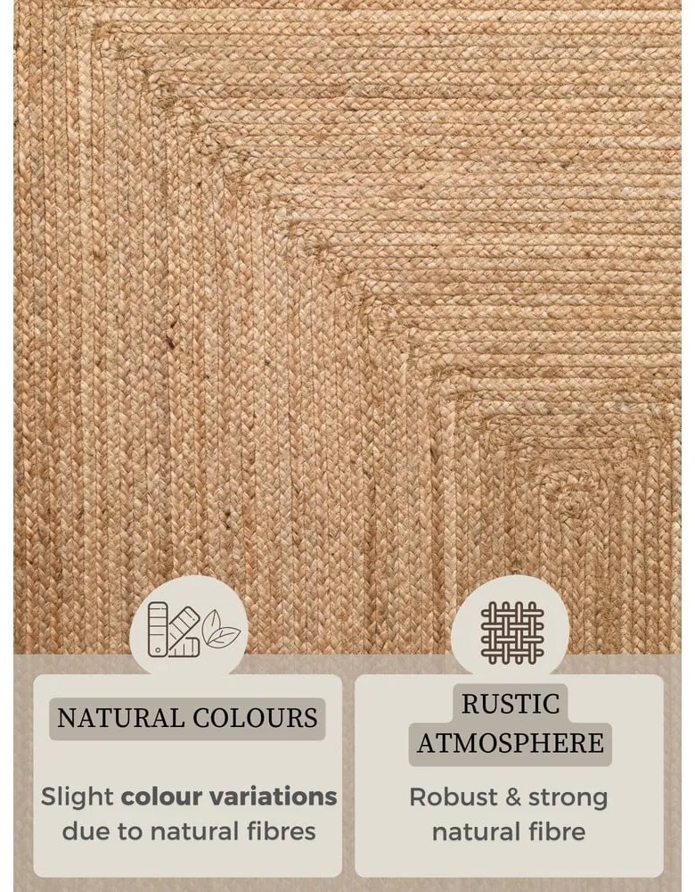 Covor în culoare naturală reversibil, țesut manual din iută 80x150 cm Sharmila Natural Brown – Hanse Home