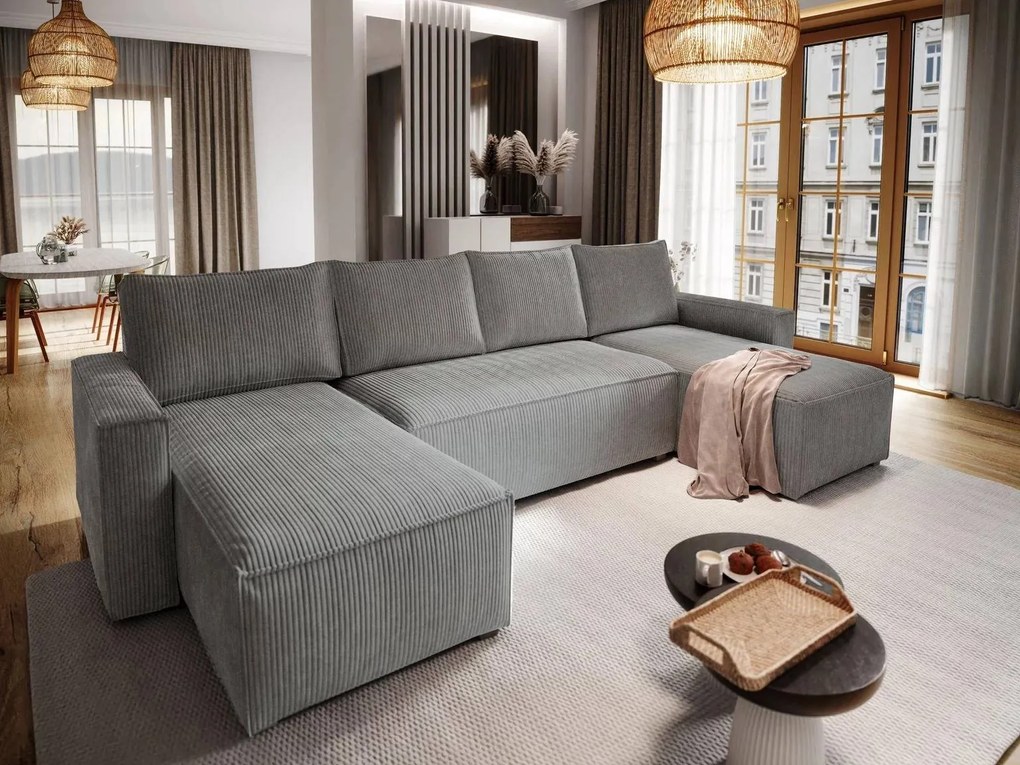 Coltar in forma de U SMART COSARO 295x140 cm, gri