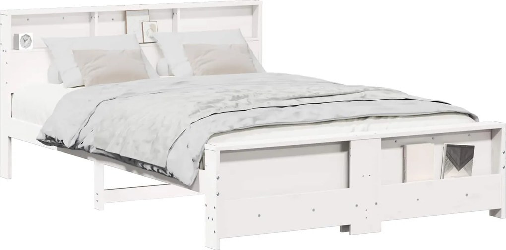 vidaXL Cadru de pat cu headboard Alb 160 x 200 cm Lemn compozit