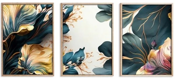 SET 3x pictură în ramă foto 50x70 cm plante