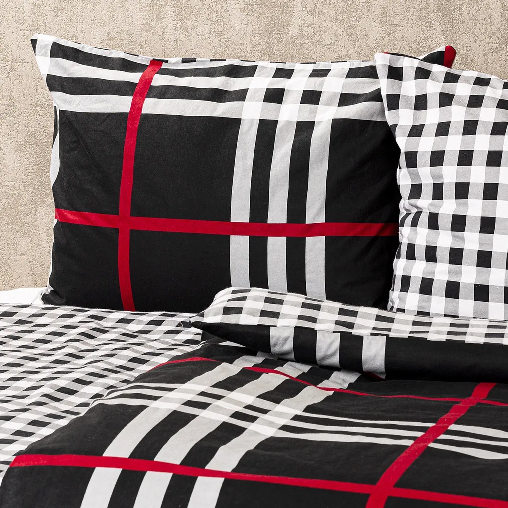 Lenjerie de pat din flanelă 4Home Cub negru, 140 x 220 cm, 70 x 90 cm