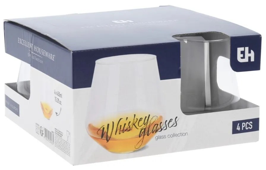 Set 4 pahare pentru whiskey, 450 ml, Excellent Houseware