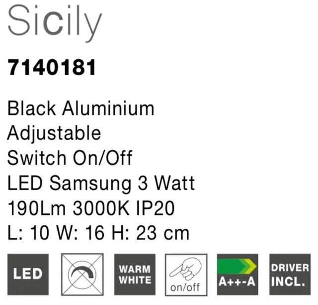 Aplica LED cu spot directionabil design minimalist Sicily NVL-7140181