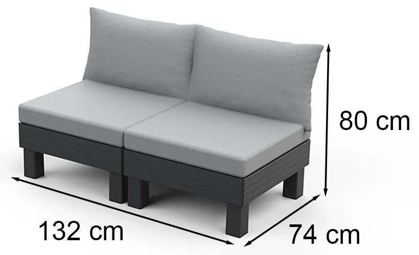 Canapea de grădină Elements cu 2 locuri, grafit