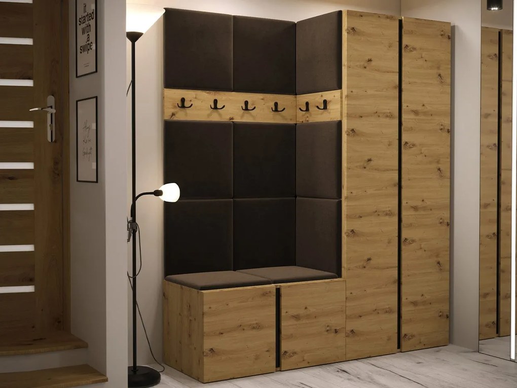 Mobilier Hol Timothy III (stejar artisan + stejar artisan + Negru) (Manila 04). 1060907
