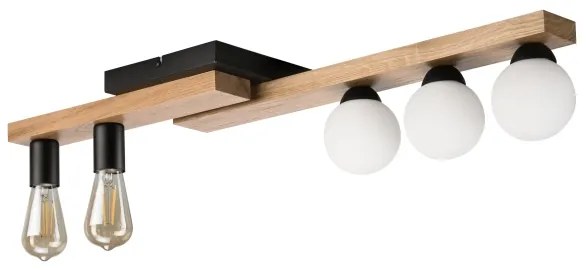 Lustră aplicată MATTE 2xE27/15W/230V + 3xG9/5W/230V negru/stejar