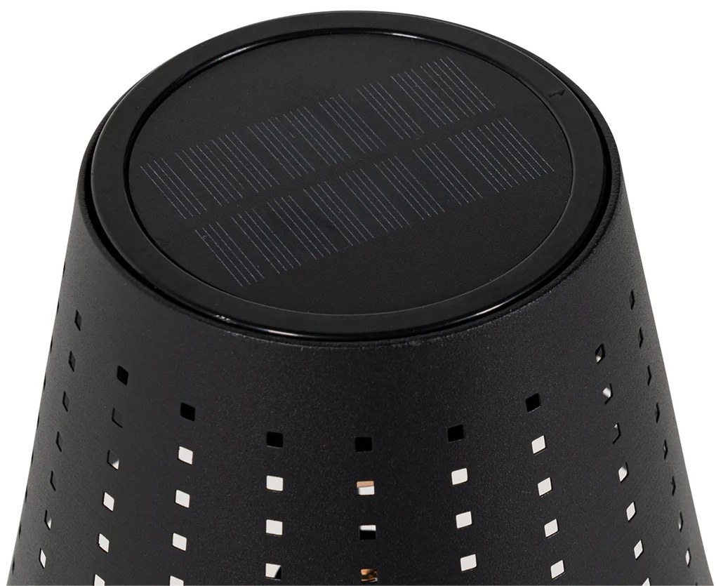 Set de 2 lămpi de masă negre cu LED inclus, reîncărcabile și solare, cu dimmer cu 3 trepte - Ferre