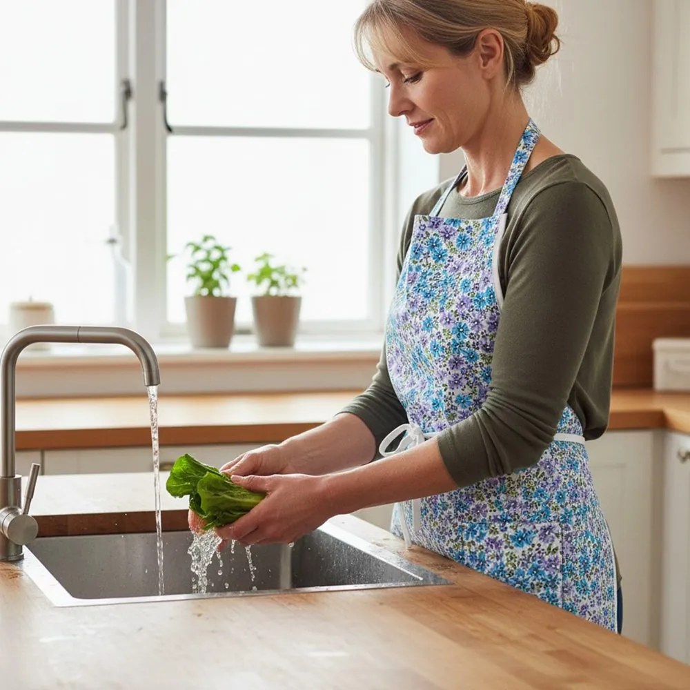 Șorț din bumbac cu flori