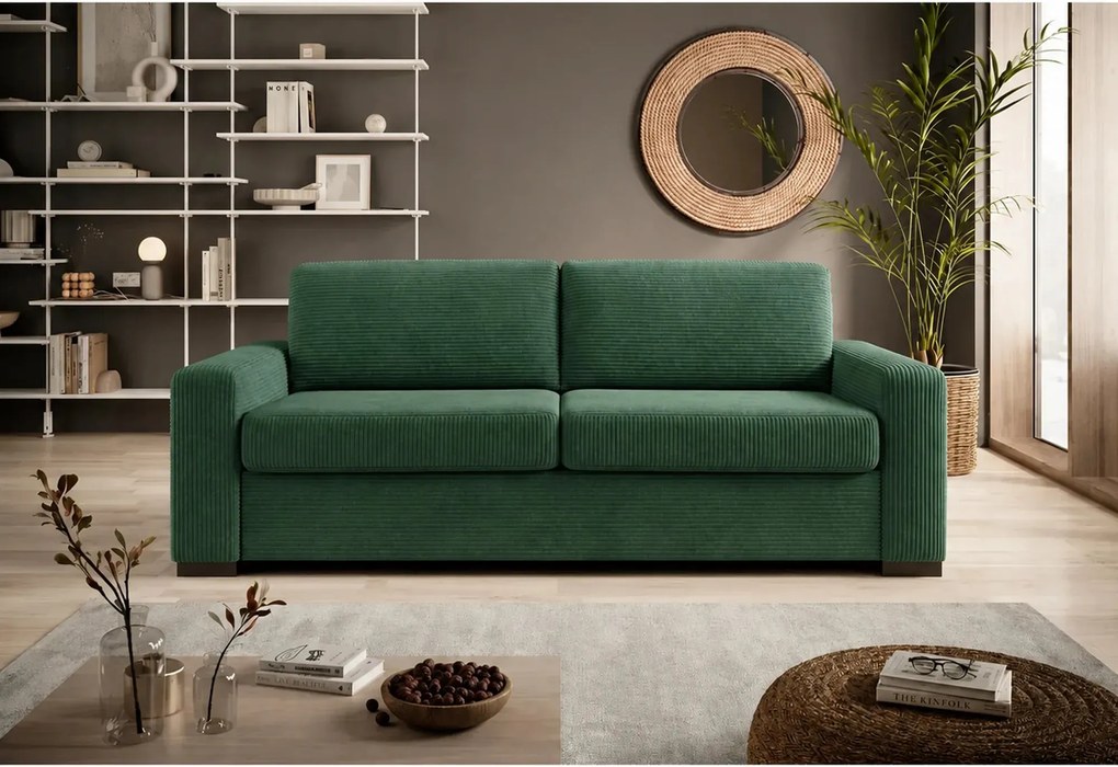 Canapea extensibila VANILLA 160, stofa catifelata verde - Cloud 39, Ga