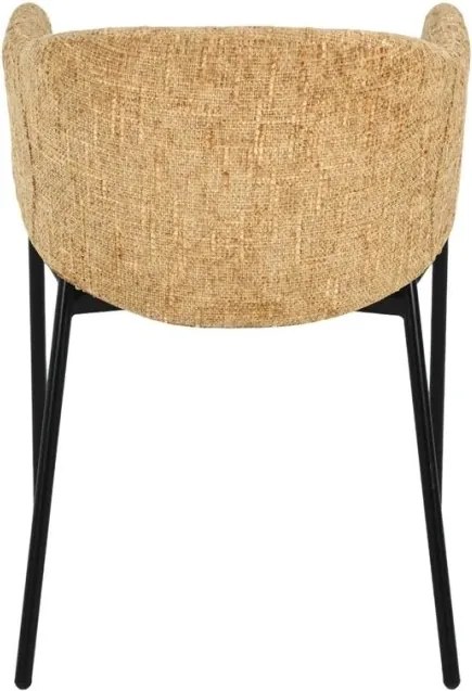 Set de 2 scaune aspect retro, Metal Negru, Chenille Galben, NOBLESSE A-47580 VC