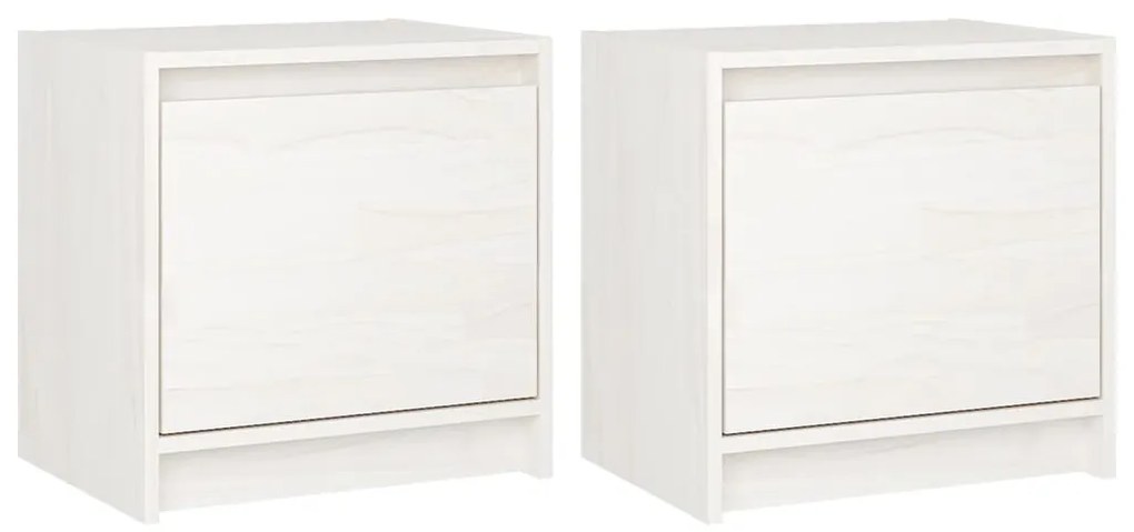 808116 vidaXL Noptiere, 2 buc., alb, 40x30,5x40 cm, lemn masiv de pin