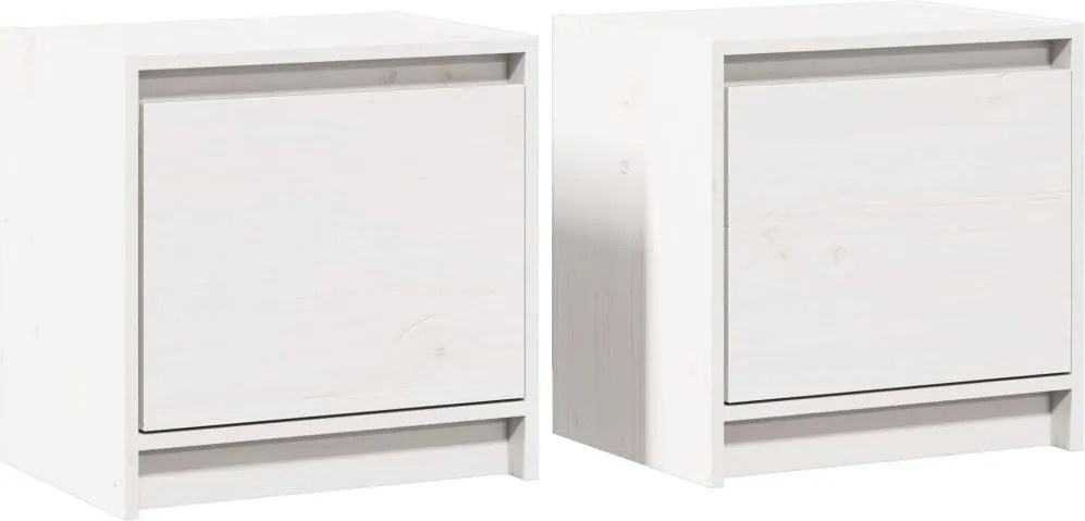 vidaXL Noptiere, 2 buc., alb, 40x30,5x40 cm, lemn masiv de pin