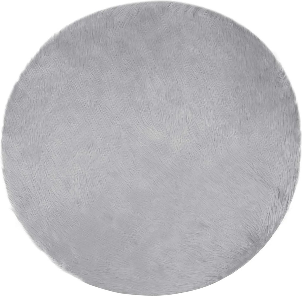 vidaXL Covor din Lână Faux Tafalla Gri Ø 80 cm Poliester