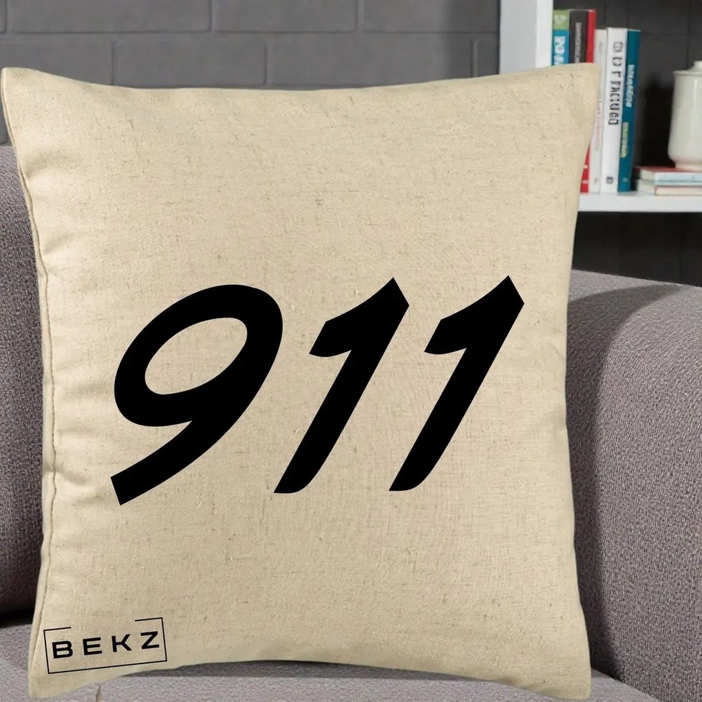 Perna Personalizata 911 Bold, 40x40 cm, Bej, Husa Detasabila, Perna Inclusa, BEKZ®