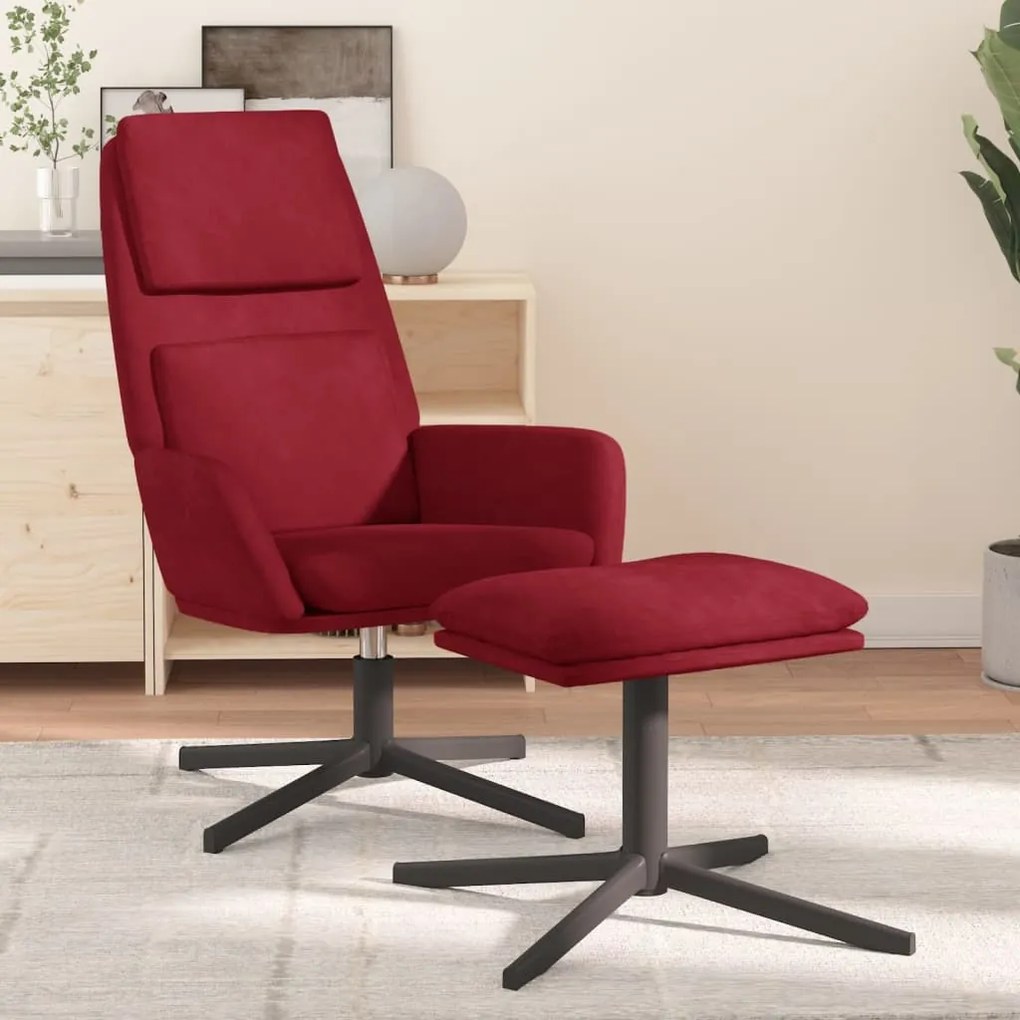 3097803 vidaXL Scaun de relaxare cu taburet, roșu vin, catifea