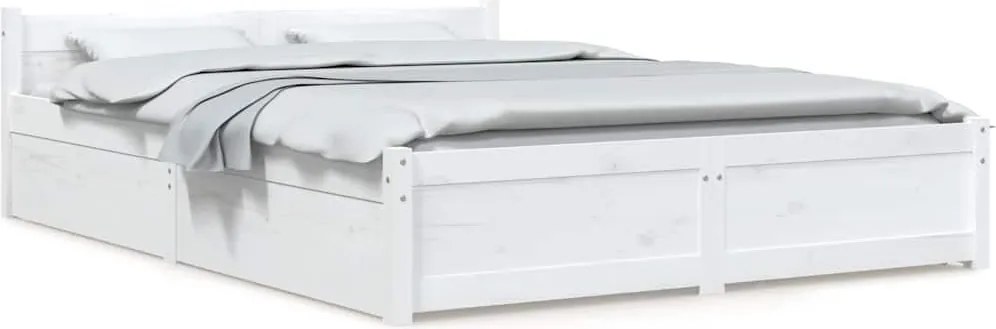 vidaXL Cadru de pat cu sertare, alb, 120x200 cm