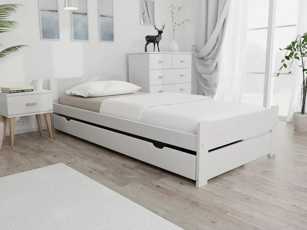Pat IKAROS DOUBLE 80 x 200 cm, albă Saltea: Matrace Sommera 18 cm, Somiera: cu somiera din laturi