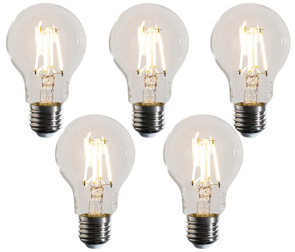Set de 5 becuri LED E27 dimabile A60 transparente 4.5W 500 lm 2700K