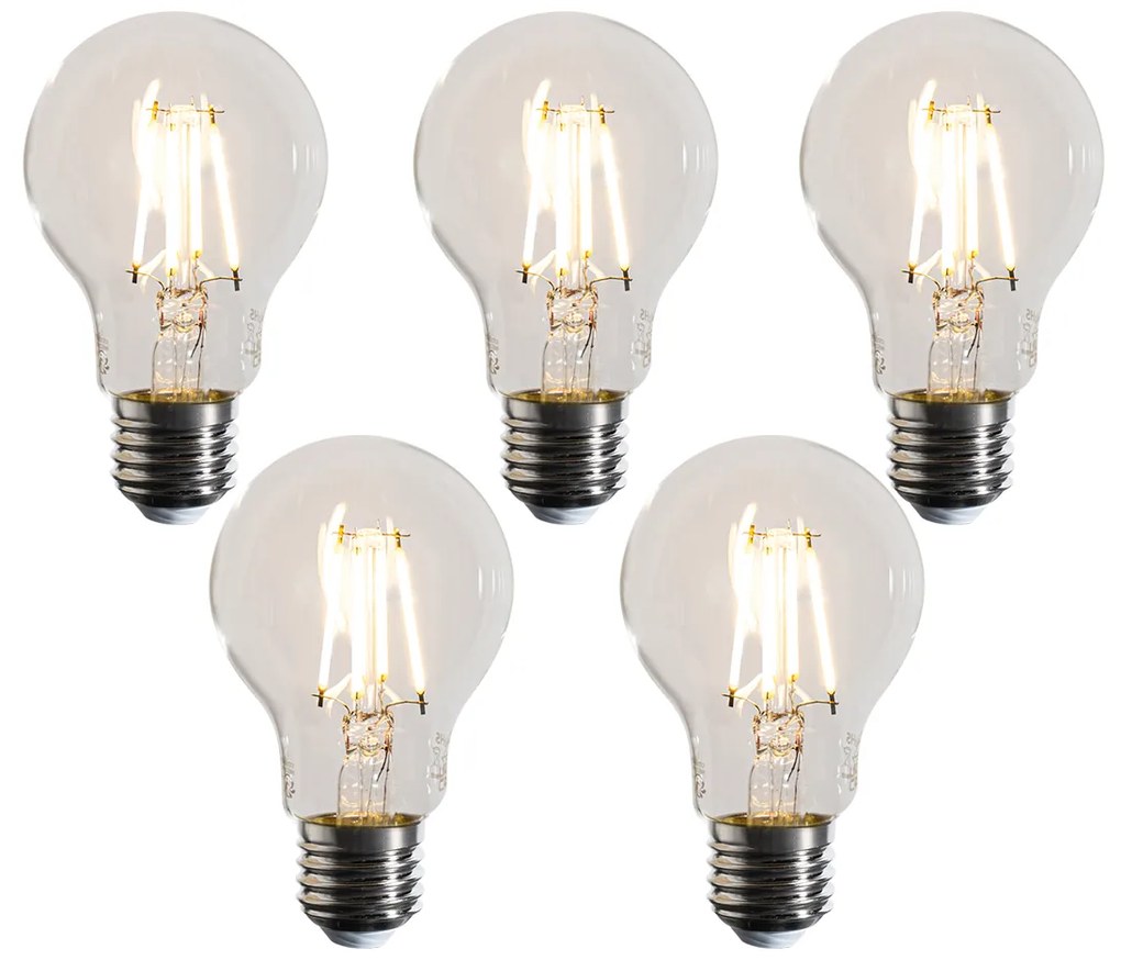 Set de 5 becuri LED E27 reglabile A60 transparente 4,5W 500 lm 2700K