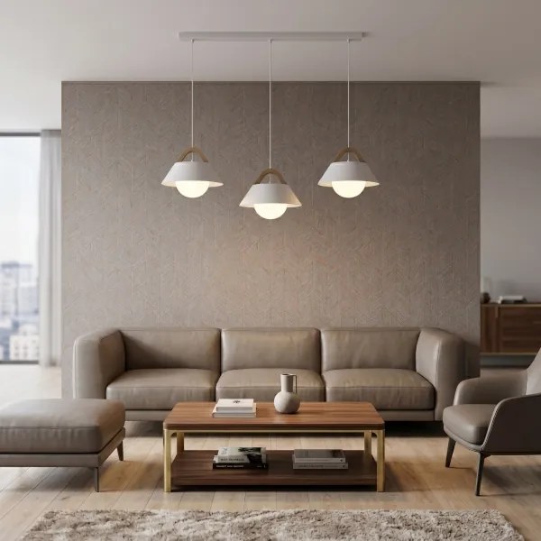 Lustră suspendată pe cablu FUNDA, 3 x E27, 15W, 230V, crem