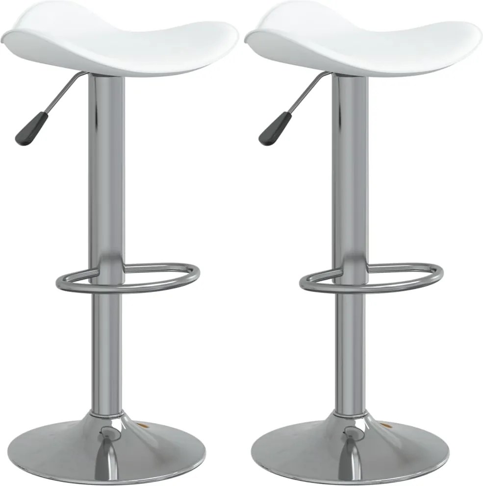 vidaXL Scaun de bar, 2 buc., alb, oțel cromat și piele ecologică
