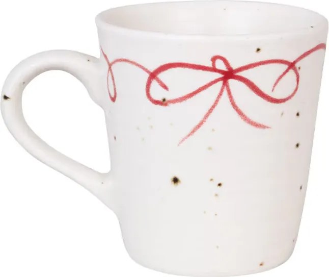 Cană vintage din ceramică, alb cu detalii albastre „Viola Bow”