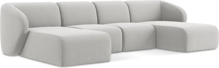 Colțar gri deschis cu tapițerie din catifea (în formă de "U") Lani – Makamii