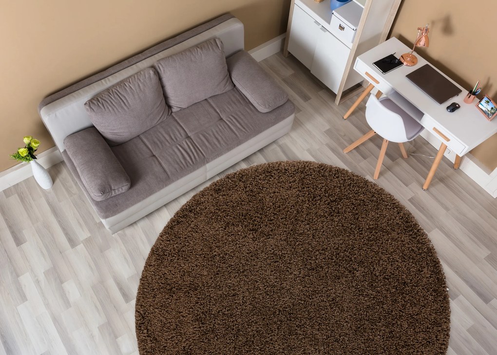 Covor SOFFI cerc shaggy 5cm maro - SECUNDAR-COTATI PRODUSUL