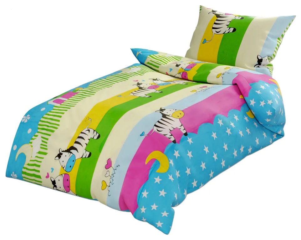 Lenjerii din bumbac pentru patut multicolor, ZEBRAS IN LOVE