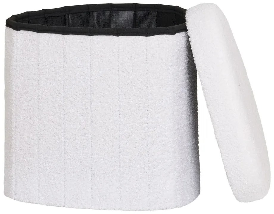 Taburet alb cu tapițerie din țesătură bouclé Medford – House Nordic