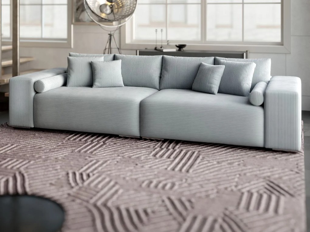 Canapea extensibilă dumonde cu ladă de depozitare si sezut confortabil din spuma high-density, Marbela Zoom Grey XXL 295x100 cm