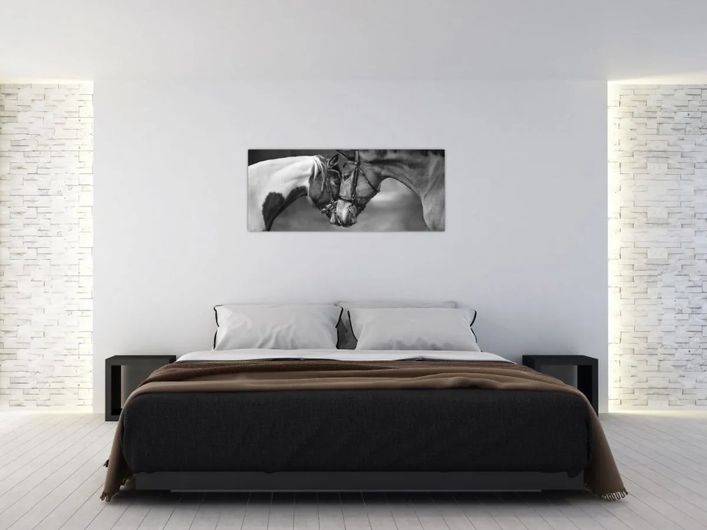 Tablou - Cai îndrăgostiți,alb-negru (120x50 cm)