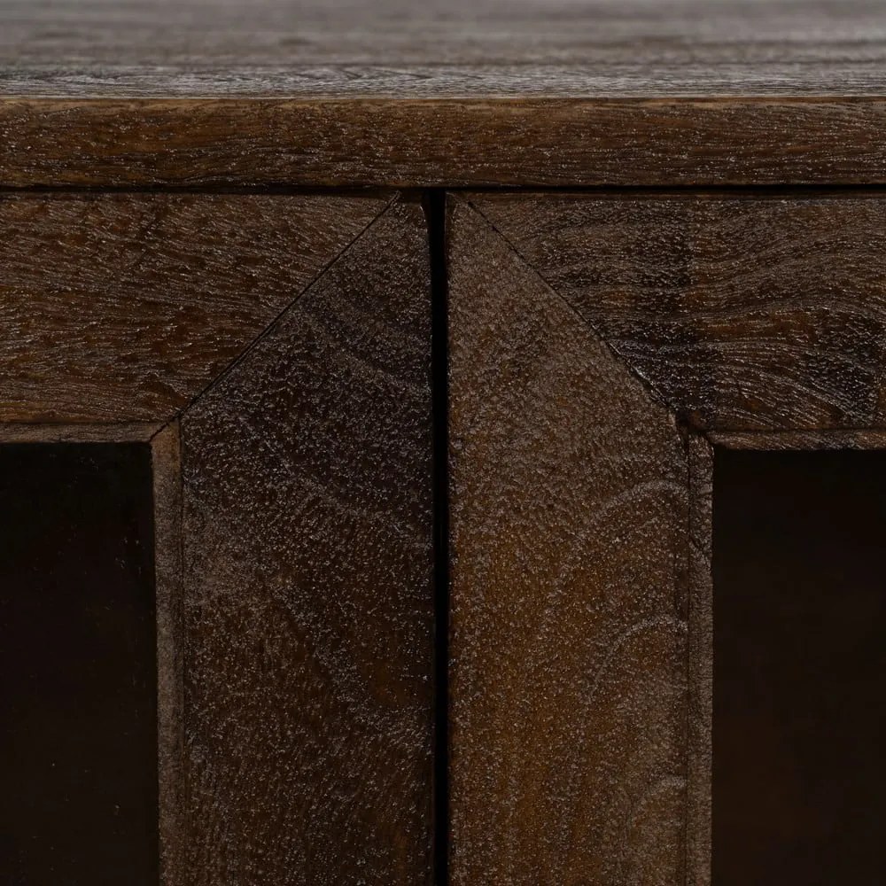 Vitrină maro din lemn de mango 80x100x40 cm Ravi – Ixia