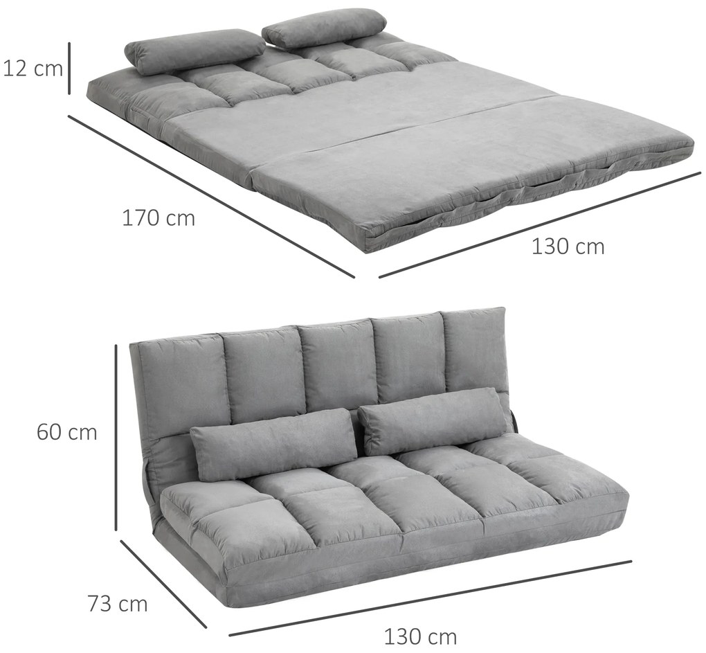 HOMCOM Canapea De Podea Pliabila, 130x73x60 cm Gri | Aosom Romania