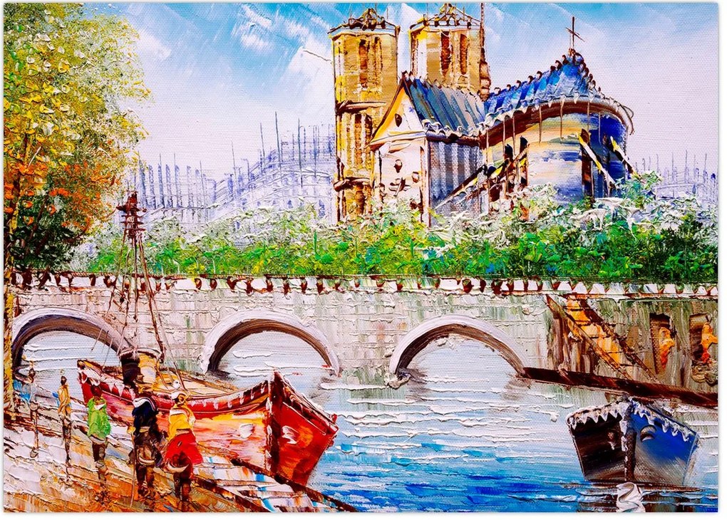 Tablou - Pictură în ulei a orașului (70x50 cm)